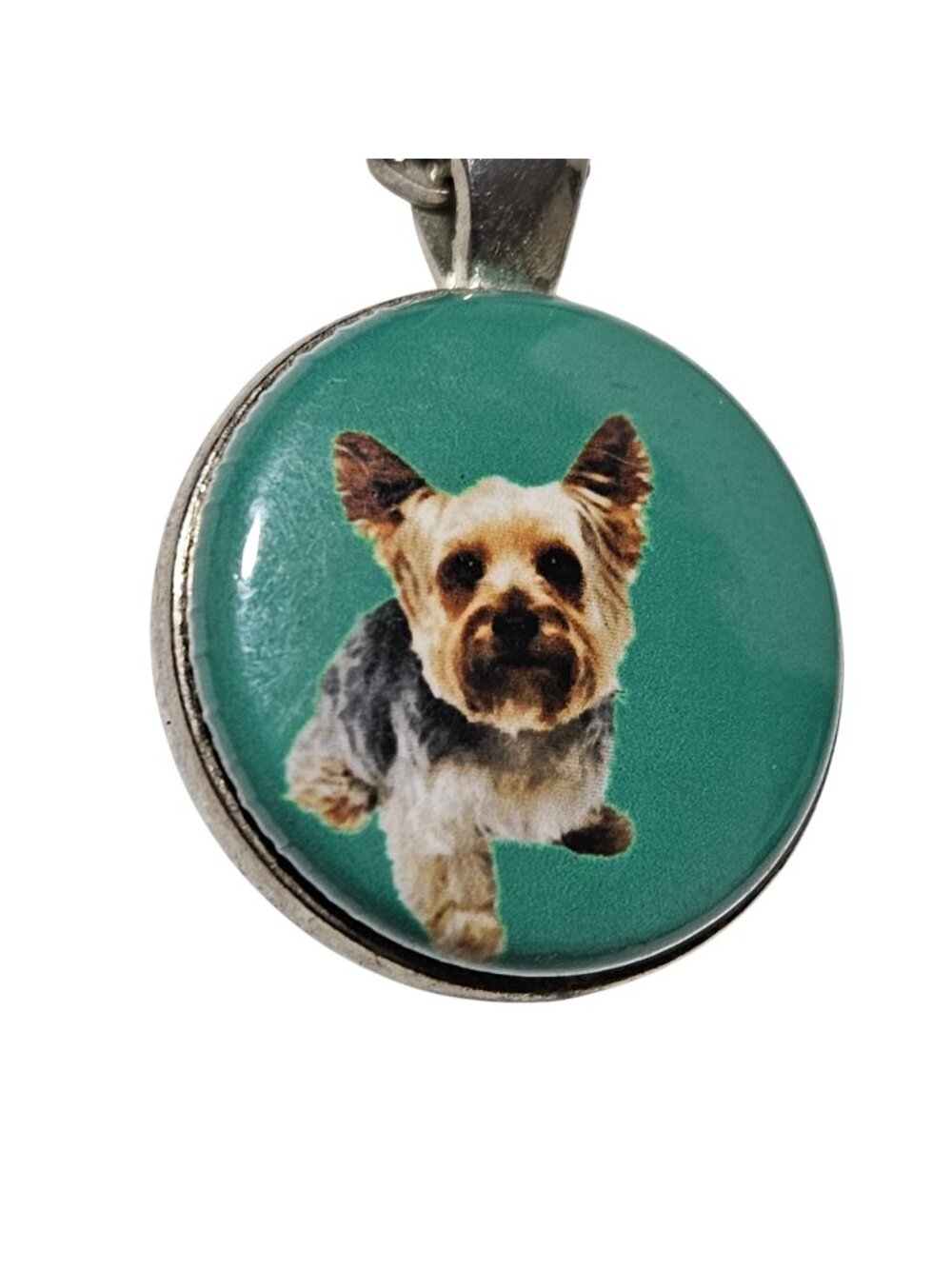 Yorkshire Terrier Dog Portrait Pendant Necklace Yorkie Turquoise Handcrafted